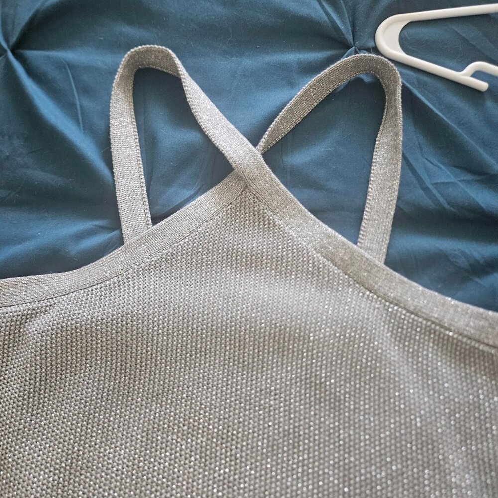 SILVER STRAP HALTER TOP